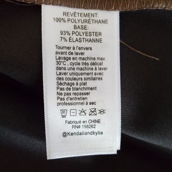 Kendall and Kylie Brown Faux-Leather Pleated Miniskirt Size XS - Picture 6 of 8